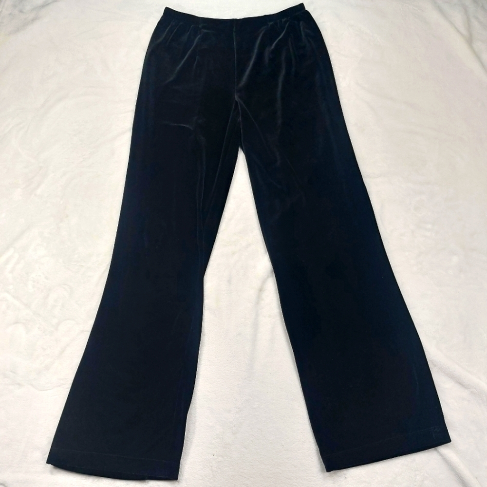 WHITE STAG WOMENS VTG Y2K BLACK VELVET ELASTIC WAIST PULL ON PANTS SIZE SMALL